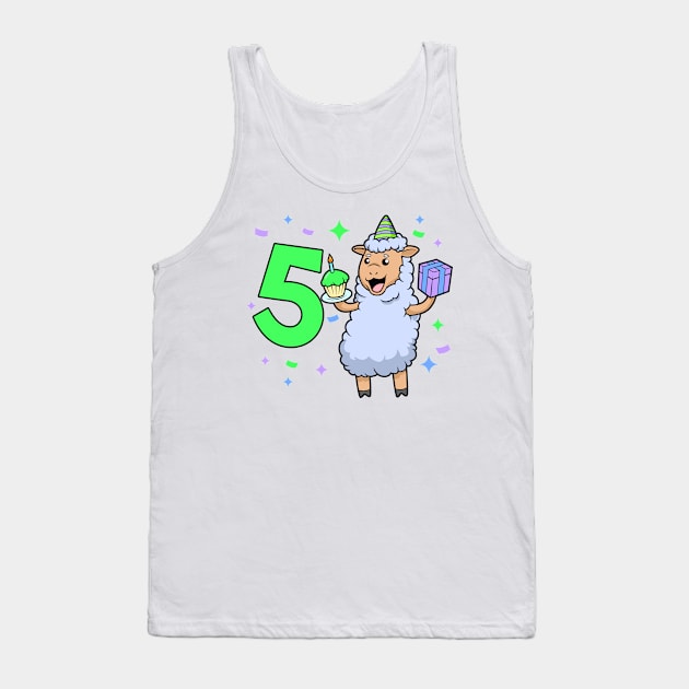 I am 5 with sheep - girl birthday 5 years old Tank Top by Modern Medieval Design